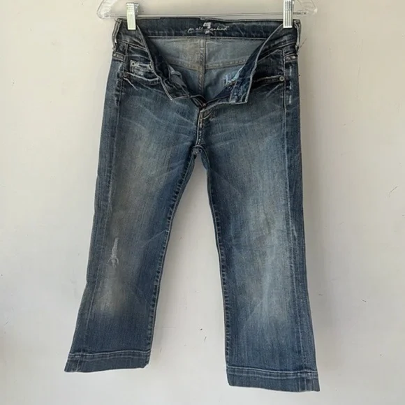 7 For All Mankind Dojo Jeans Size 24 Womens Denim Bermuda Shorts 7FAMK Cotton - Picture 10 of 12